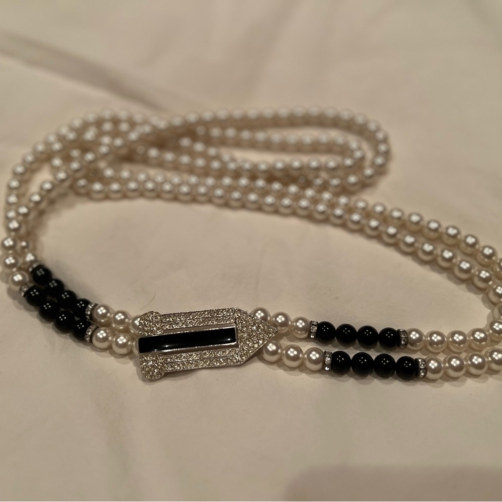 Gatsby Double Strand Long Pearl Necklace